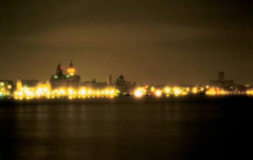 LIV054 Liverpool UNESCO World Heritage Site Liverpool Waterfront at 2.00 am Guy Woodland 1989-2011