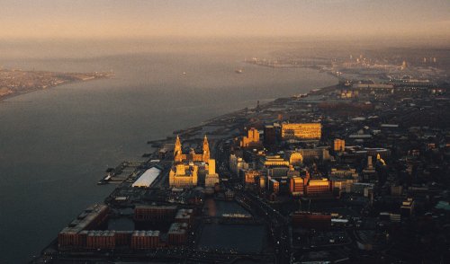 LIV113 Liverpool UNESCO World Heritage Site First light - Liverpool in the last days of 1999 getting ready to herald in the new age Guy Woodland 1989-2011